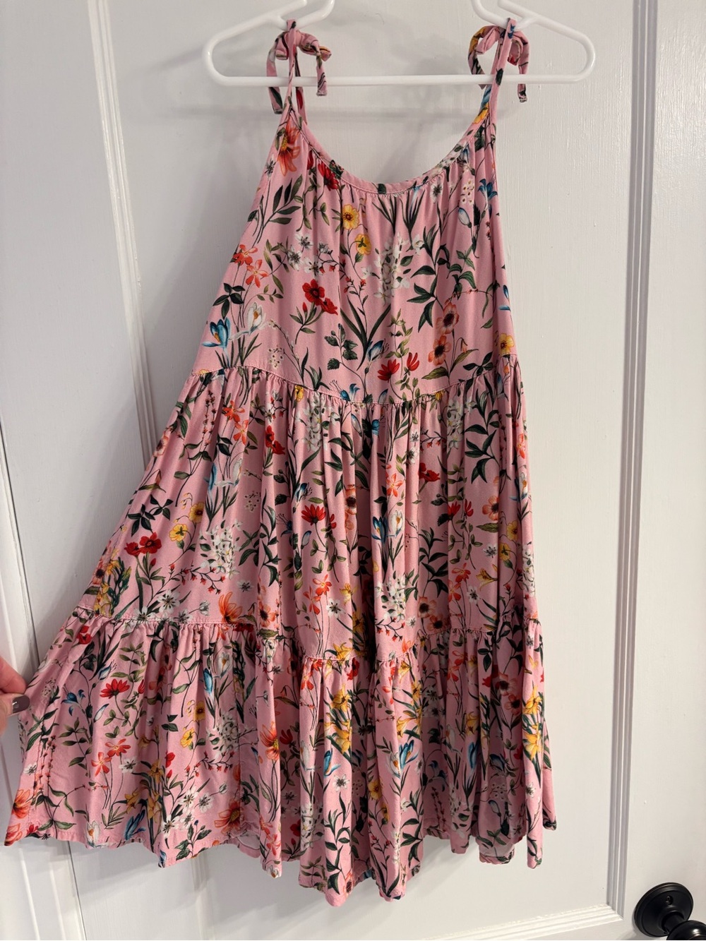 Pink Floral Tiered Dress